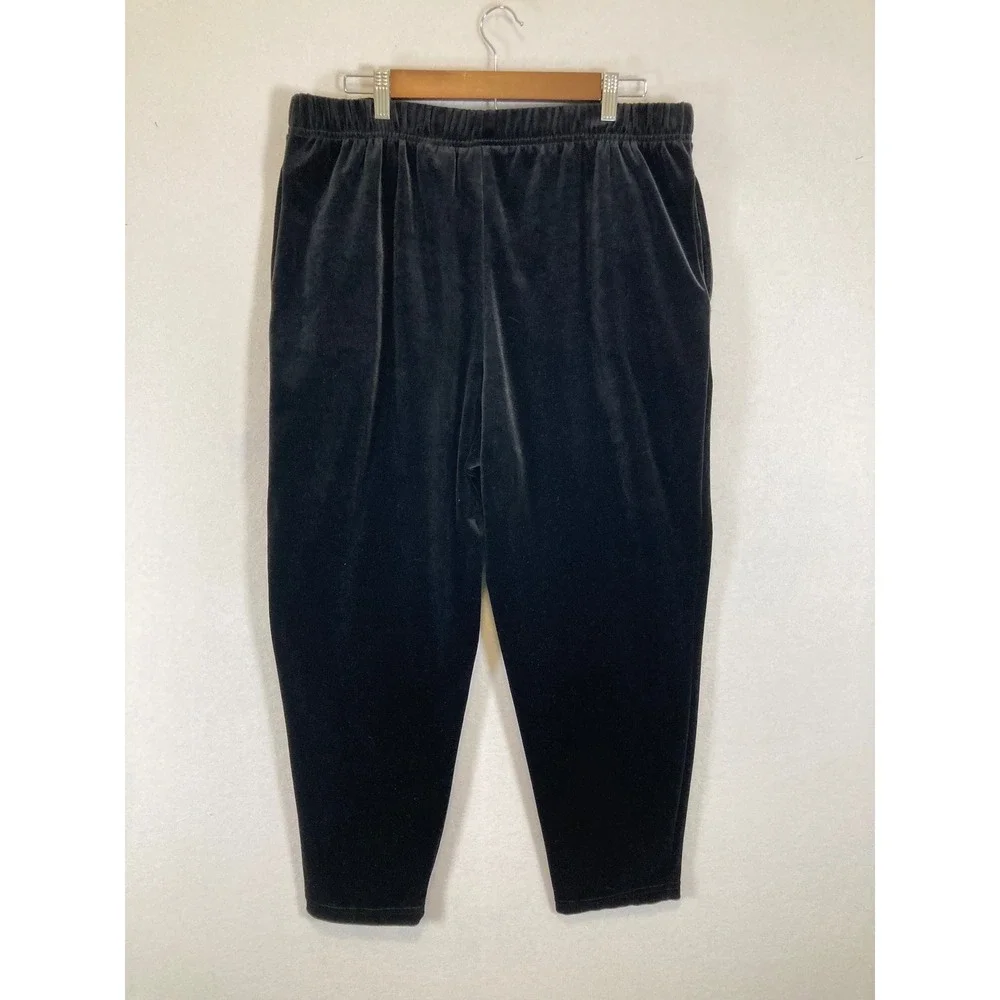 Vintage Jaclyn Smith Sport Womens Large‎ Black Velour High Waist Tapered Pants